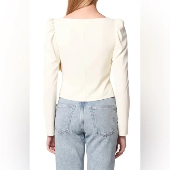 NWT WAYF Unforgettable Long Sleeve Puff Shoulder Top Ivory  - small - Picture 5 of 7